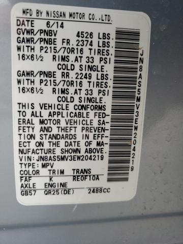 JN8AS5MV3EW204219 Nissan Rogue Select S