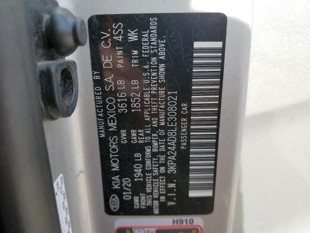 3KPA24AD8LE308021 KIA RIO LX