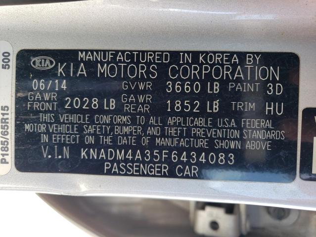 KNADM4A35F6434083 KIA RIO LX