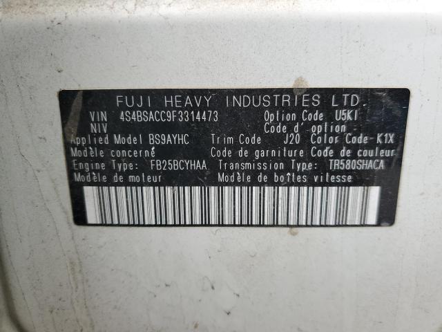 4S4BSACC9F3314473 Subaru Outback 2.5i Premium