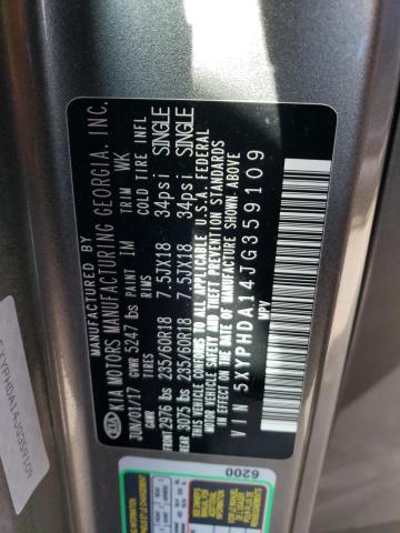 5XYPHDA14JG359109 KIA SORENTO EX