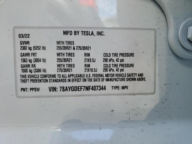 7SAYGDEF7NF407344 Tesla Model Y