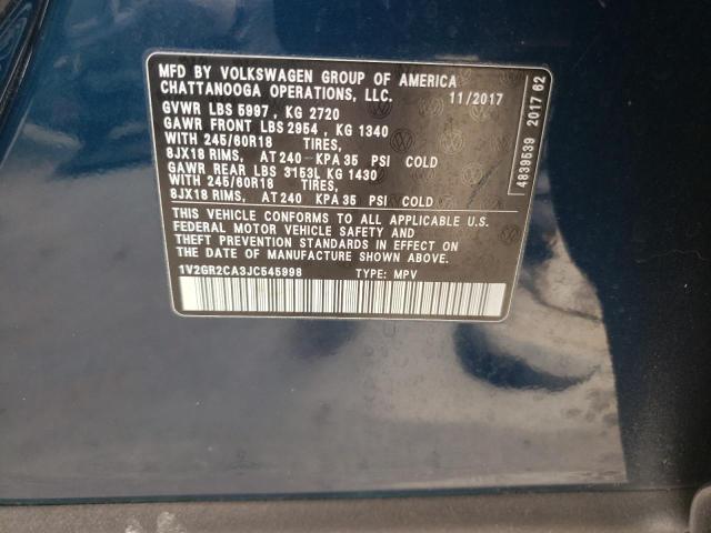 2018 VOLKSWAGEN ATLAS S - 1V2GR2CA3JC545998