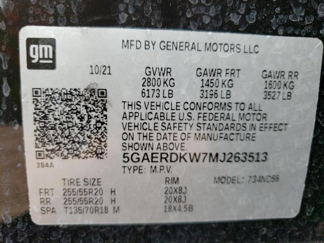 2021 BUICK ENCLAVE AV - 5GAERDKW7MJ263513