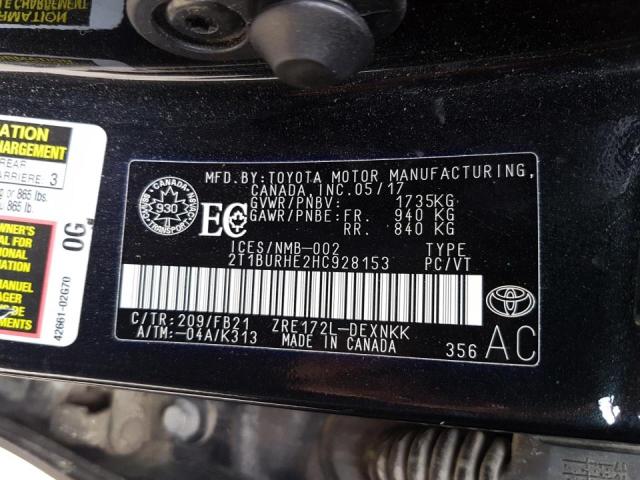 2017 TOYOTA COROLLA L - 2T1BURHE2HC928153