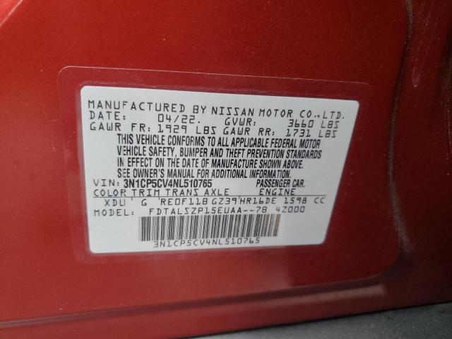 3N1CP5CV4NL510765 Nissan KICKS SV