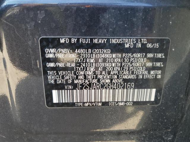 2016 SUBARU FORESTER 2 - JF2SJARC2GH402169