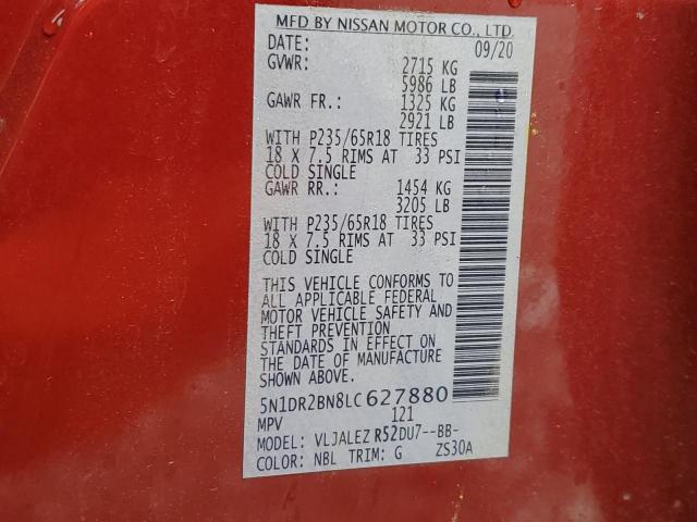 5N1DR2BN8LC627880 Nissan Pathfinder Sv