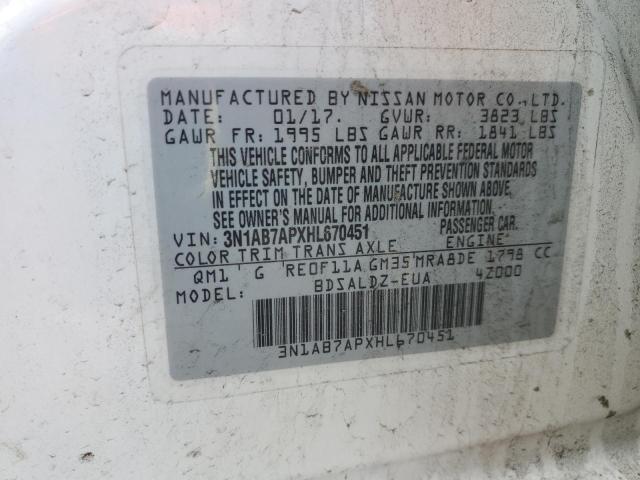 3N1AB7APXHL670451 Nissan SENTRA S