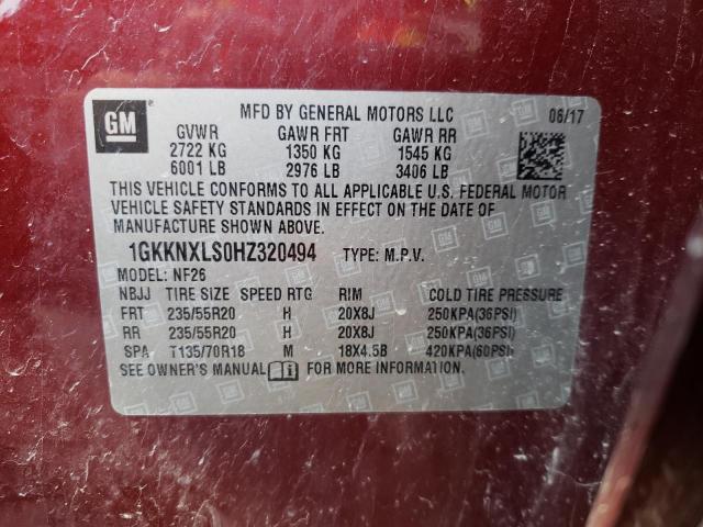 1GKKNXLS0HZ320494 GMC Acadia Denali