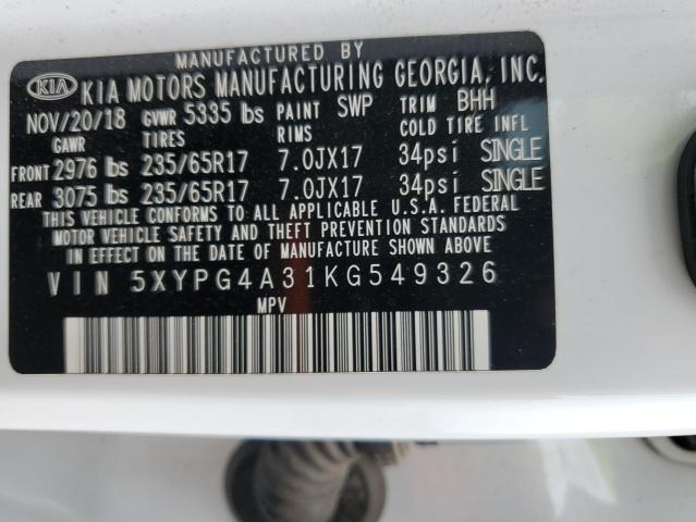 5XYPG4A31KG549326 KIA SORENTO L