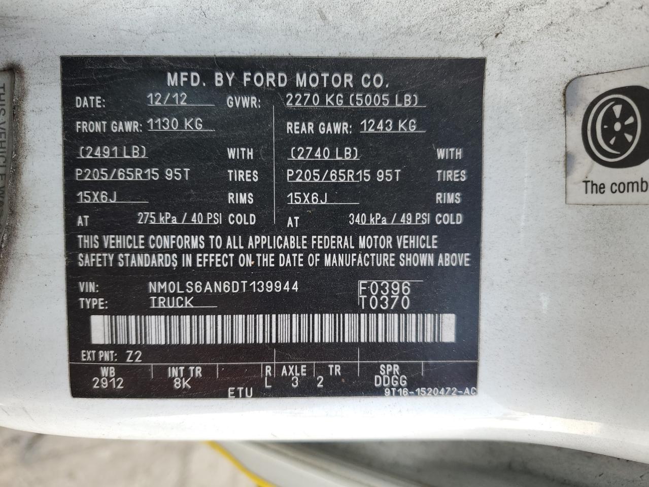 NM0LS6AN6DT139944 2013 Ford Transit Connect Xl