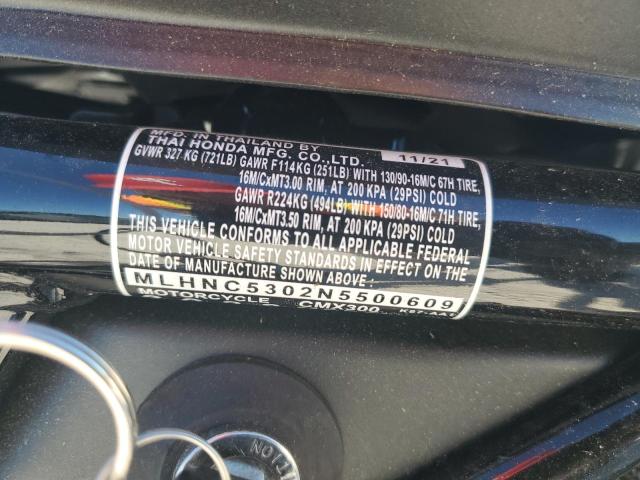 2022 HONDA CMX300 - MLHNC5302N5500609
