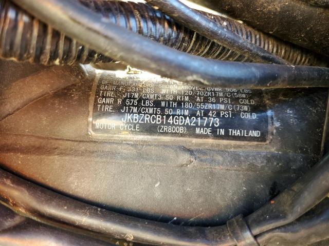 2016 KAWASAKI ZR800 B JKBZRCB14GDA21773