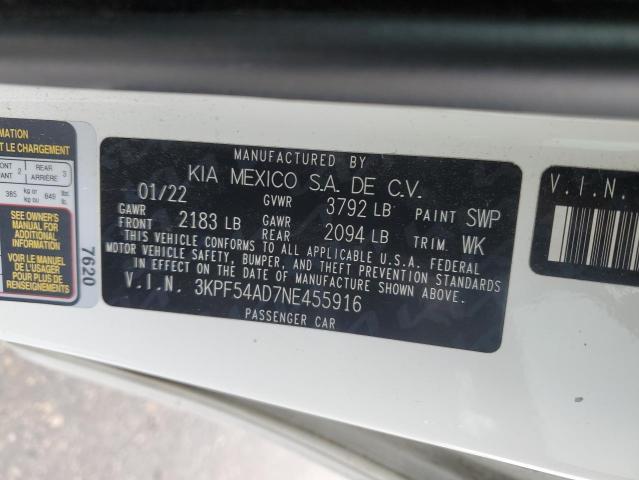 3KPF54AD7NE455916 KIA Forte Gt Line