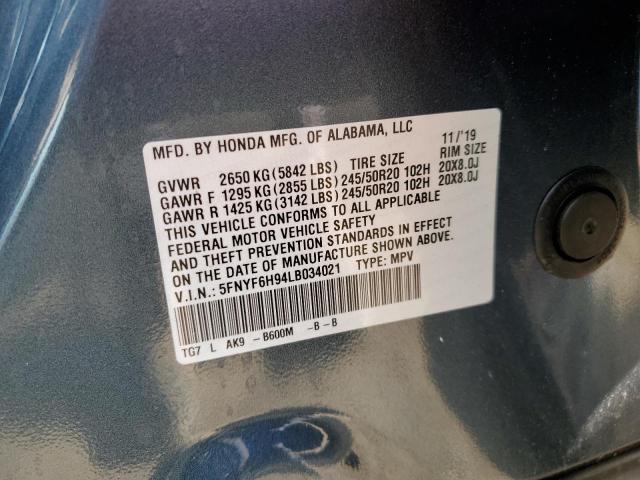 2020 HONDA PILOT TOUR - 5FNYF6H94LB034021