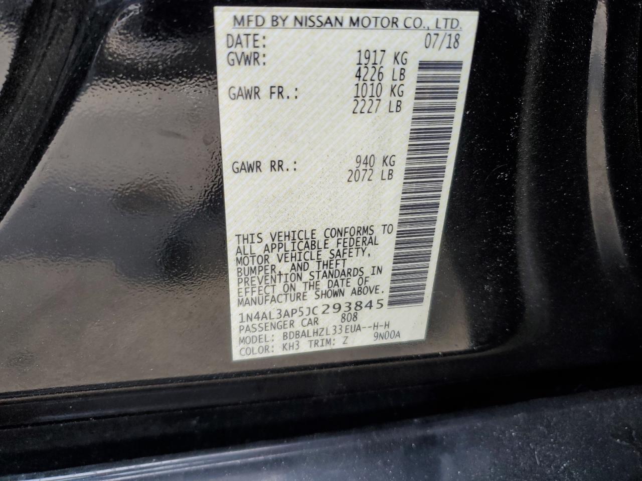 1N4AL3AP5JC293845 NISSAN ALTIMA 2018