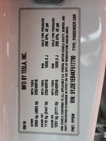 5YJ3E1EB4KF517790 Tesla MODEL 3