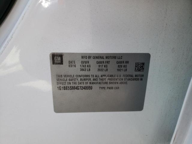 2016 CHEVROLET CRUZE LT - 1G1BE5SM4G7240959