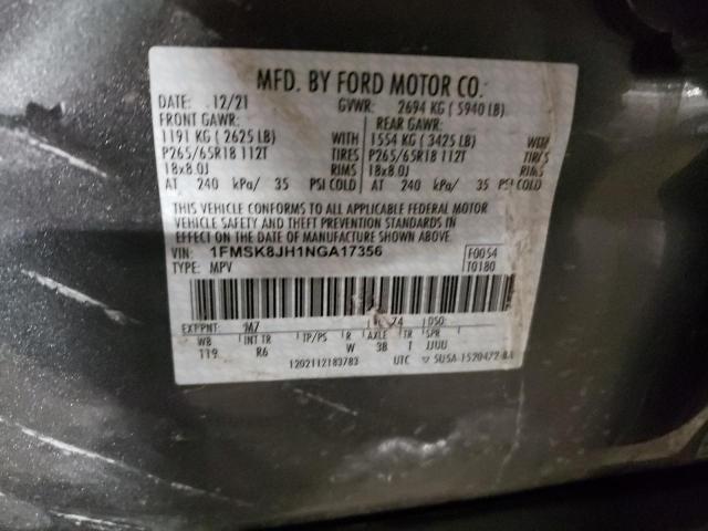 2022 FORD EXPLORER T - 1FMSK8JH1NGA17356