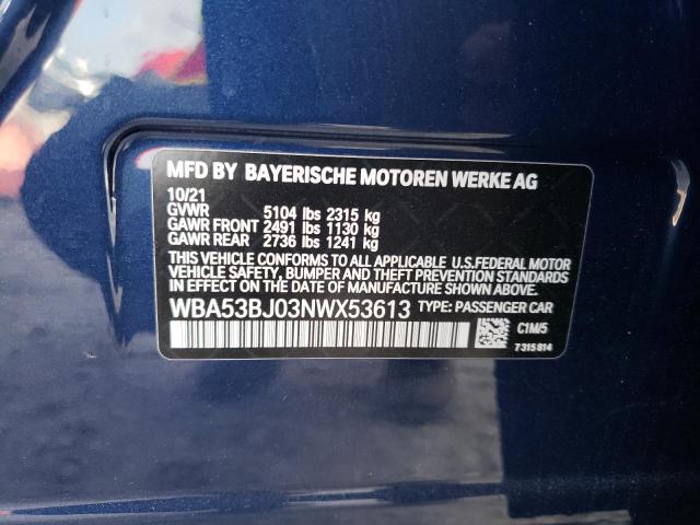 2022 BMW 540 I - WBA53BJ03NWX53613
