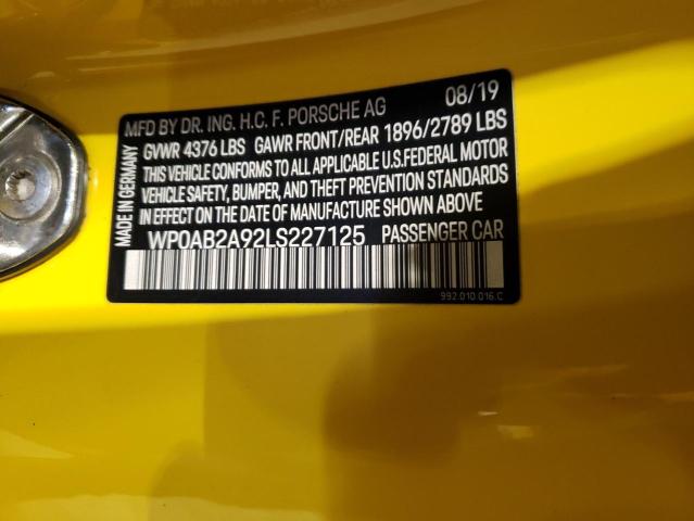 2020 PORSCHE 911 CARRER - WP0AB2A92LS227125