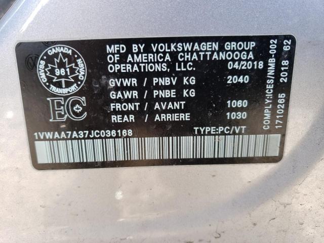 2018 VOLKSWAGEN PASSAT S - 1VWAA7A37JC036168