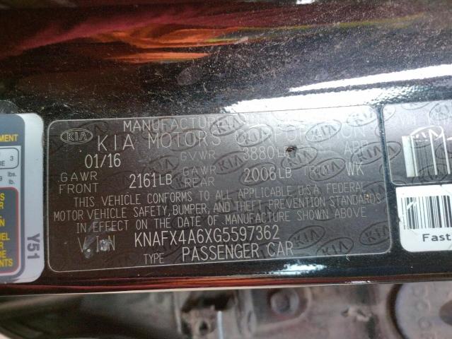 KNAFX4A6XG5597362 KIA FORTE LX