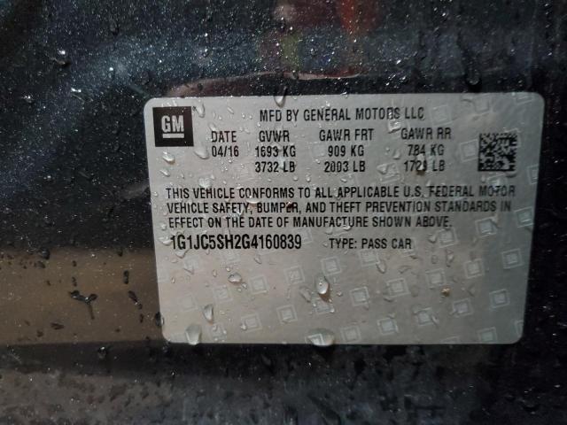 2016 CHEVROLET SONIC LT - 1G1JC5SH2G4160839