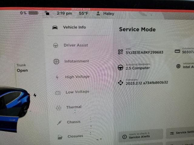 5YJ3E1EA8KF299683 Tesla MODEL 3