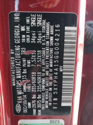 5XYPH4A15GG004216 KIA SORENTO EX