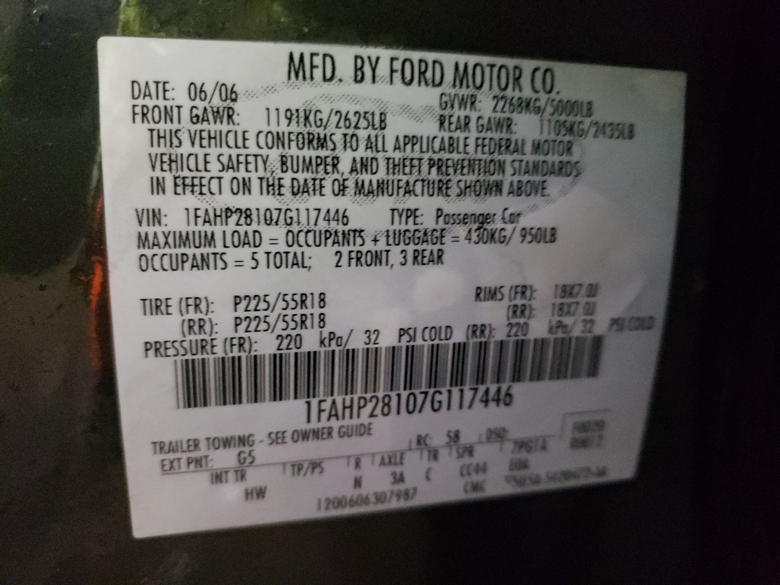 1FAHP28107G117446 2007 Ford Five Hundred Limited