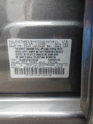 3N1AB7APXKY352498 Nissan SENTRA S