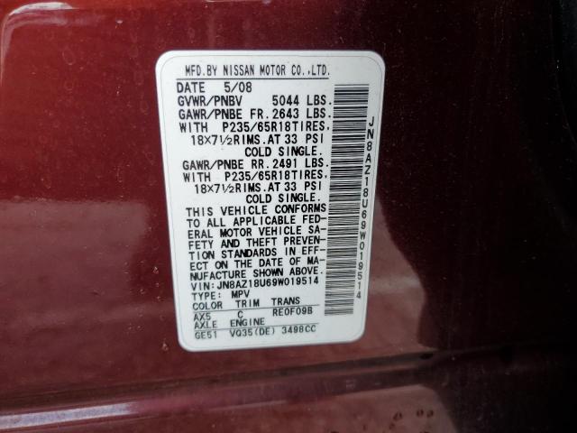 JN8AZ18U69W019514 Nissan MURANO S