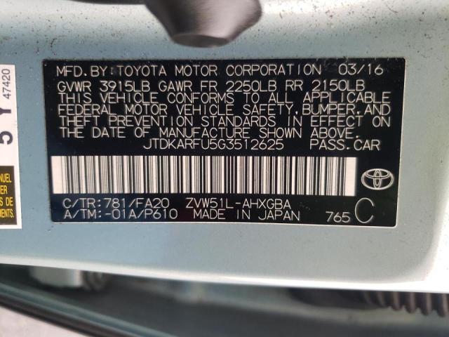 2016 TOYOTA PRIUS - JTDKARFU5G3512625