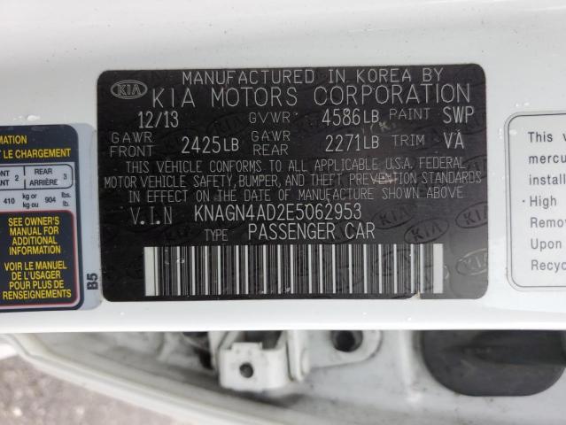 KNAGN4AD2E5062953 KIA OPTIMA HYBRID