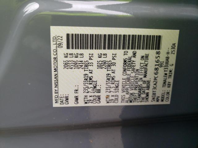 5N1BT3CA2PC681658 Nissan Rogue Sl