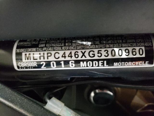 2016 HONDA CBR500 R MLHPC446XG5300960