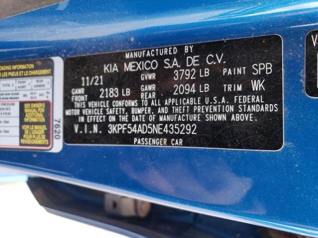 2022 KIA FORTE GT L - 3KPF54AD5NE435292
