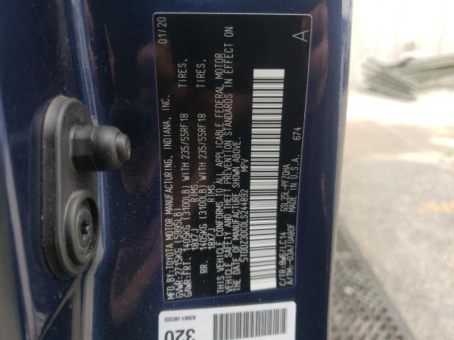 2020 TOYOTA SIENNA XLE 5TDDZ3DC0LS244892
