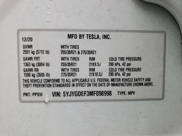 5YJYGDEF3MF098998 Tesla Model Y