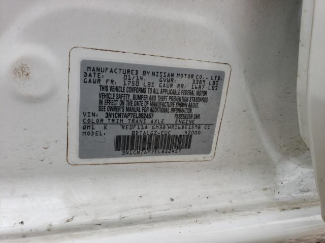 3N1CN7AP7EL852457 Nissan VERSA S