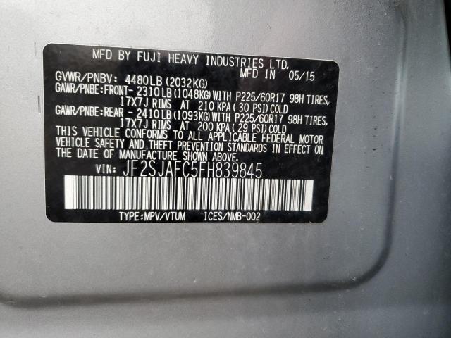 2015 SUBARU FORESTER 2 - JF2SJAFC5FH839845