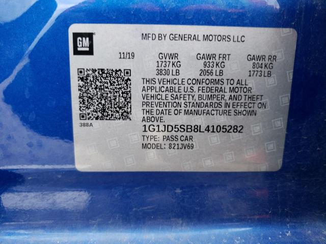 2020 CHEVROLET SONIC LT - 1G1JD5SB8L4105282