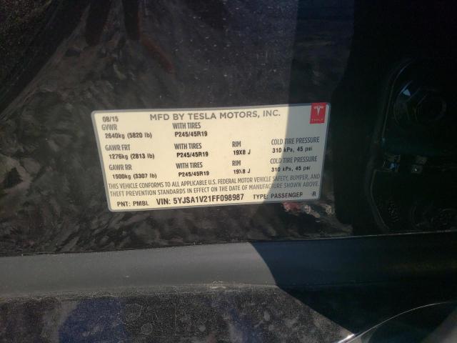 2015 TESLA MODEL S 90 5YJSA1V21FF098987