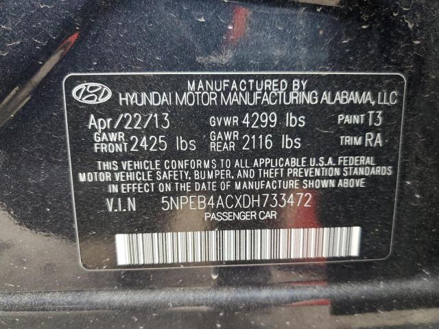 VIN 5NPEB4ACXDH733472 2013 HYUNDAI SONATA no.12