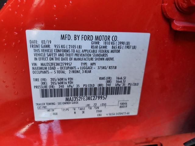 MAJ3S2FE3KC279957 Ford ECOSPORT S