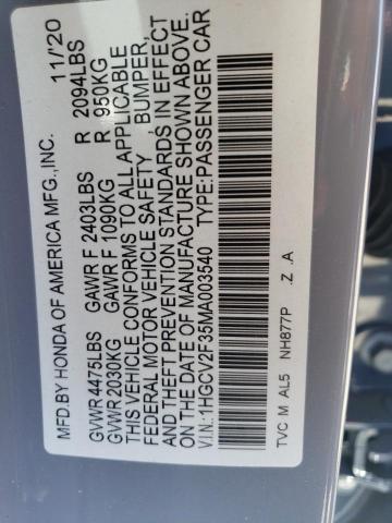 2021 HONDA ACC SEDAN 1HGCV2F35MA003540