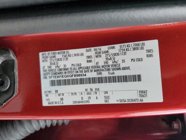 1FTEW1EGXGFB98934 Ford F150 Supercrew