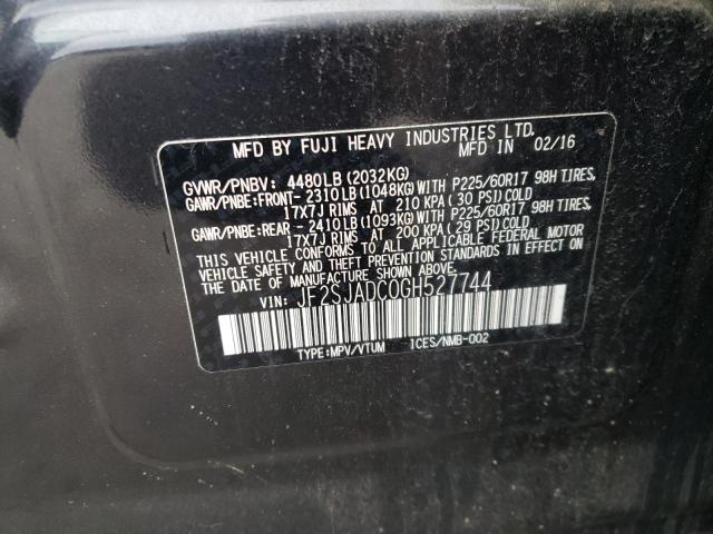 2016 SUBARU FORESTER 2 - JF2SJADC0GH527744